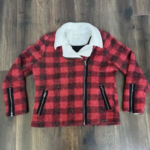Idyllwind Miranda Lambert Sherpa Jacket Size Large Western Buffalo Plaid Zipper